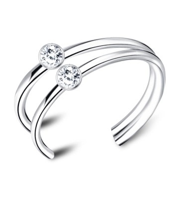 Double Stone Set Dual Ring Ear Cuff EC-201s (1.2) 